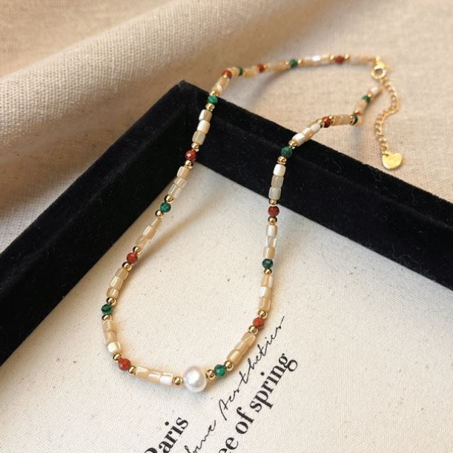 Colorful Pearl Ornamentle Beaded necklace