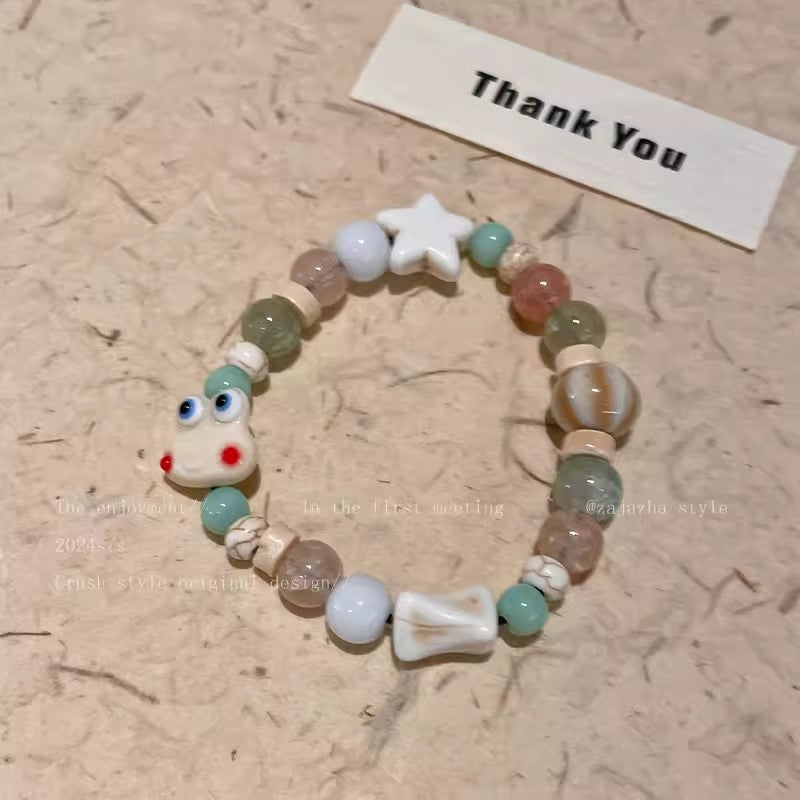 Easiest for Match Fancy Pearl Bracelet Women's New Chinese Style Chinese Ancient Style Obsidian Beaded Bracelet Crystal Bracelet Bracelet