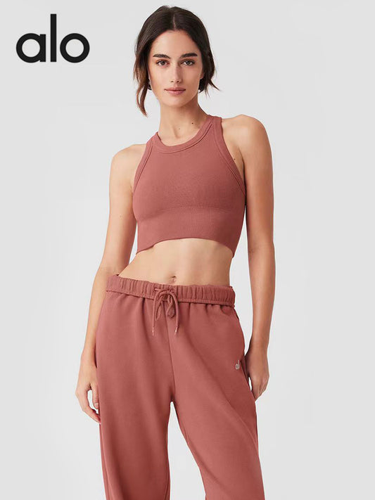 Alo Yoga Seamless Nude Feel Turtleneck Yoga Vest with Chest Pad Bubble Wrap Push-up High Intensity Exercise Intimates Outwear