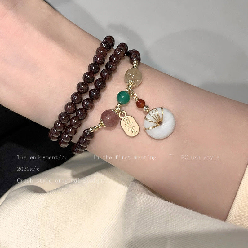 Easiest for Match Fancy Pearl Bracelet Women's New Chinese Style Chinese Ancient Style Obsidian Beaded Bracelet Crystal Bracelet Bracelet