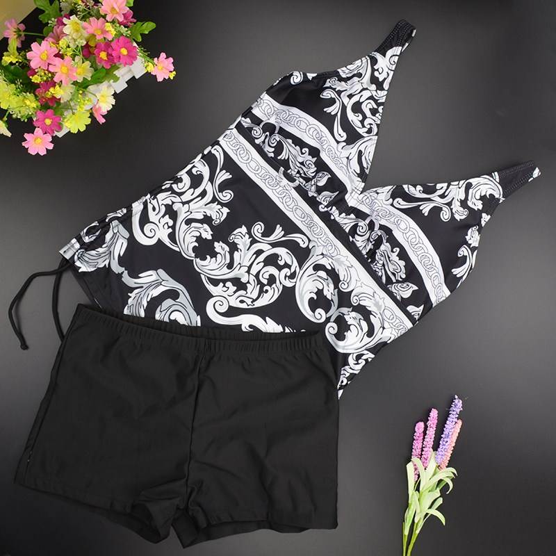 Women Plus Size Two Piece Swimsuit Tankini V-neck Swimwear