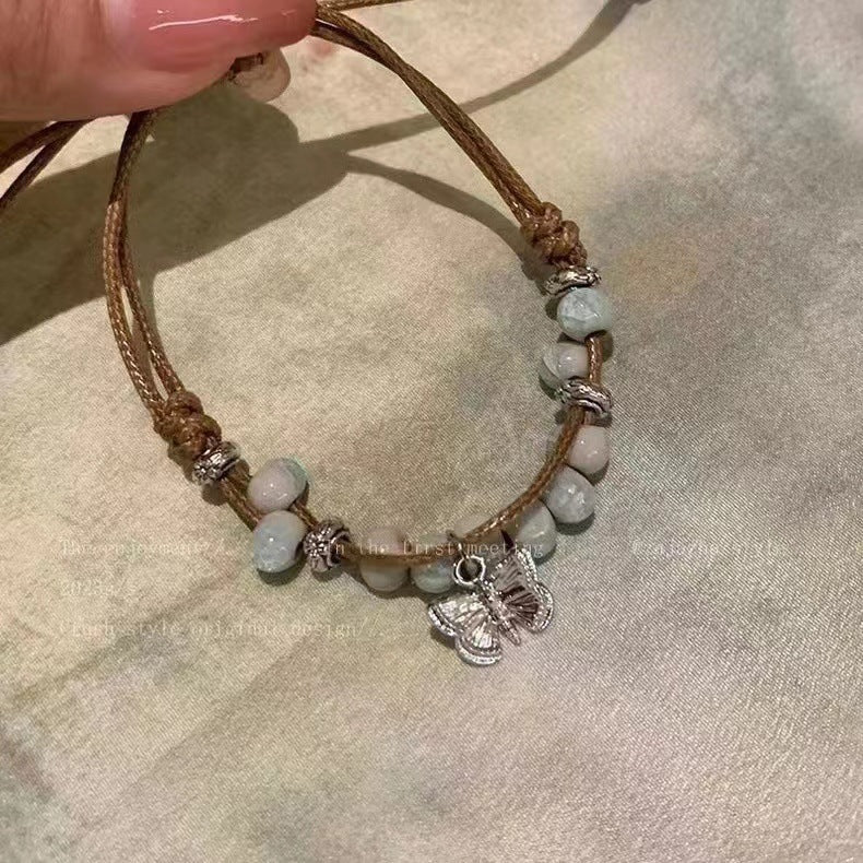 Easiest for Match Fancy Pearl Bracelet Women's New Chinese Style Chinese Ancient Style Obsidian Beaded Bracelet Crystal Bracelet Bracelet