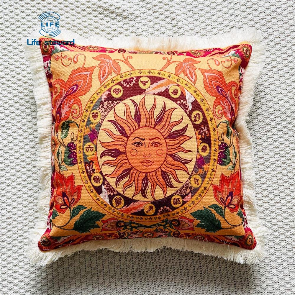Tassel Edge Cotton Linen Pillowcase Home Decor Cushion Cover