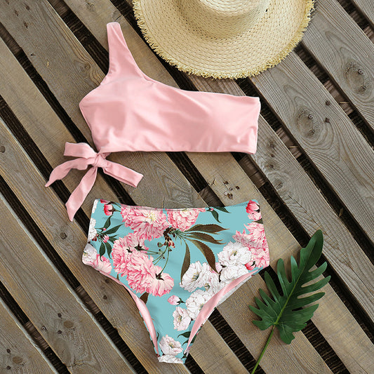 Sexy Bikinis Women New One Shoulder Swimwear High Waist