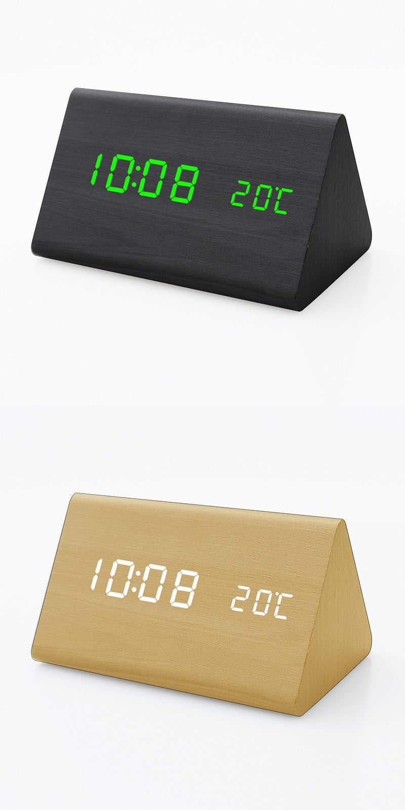 Automatic Timing Wooden Bedside Electronic Clock Led Alarm Clock Desktop L Electronic Student Dormitory Fashion Clock Bedroom Decoration