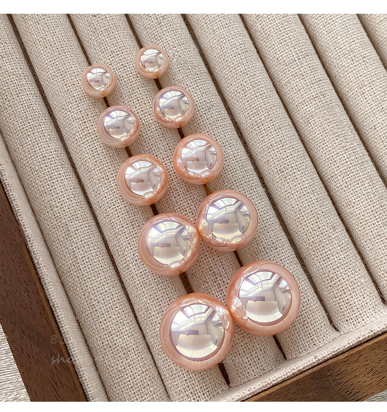 Accessible Luxury Fancy Female Pink Shijia Steamed Bread Pearl Stud Earrings Female 2025 New Arrival Best Selling Elegant Earrings Eardrops
