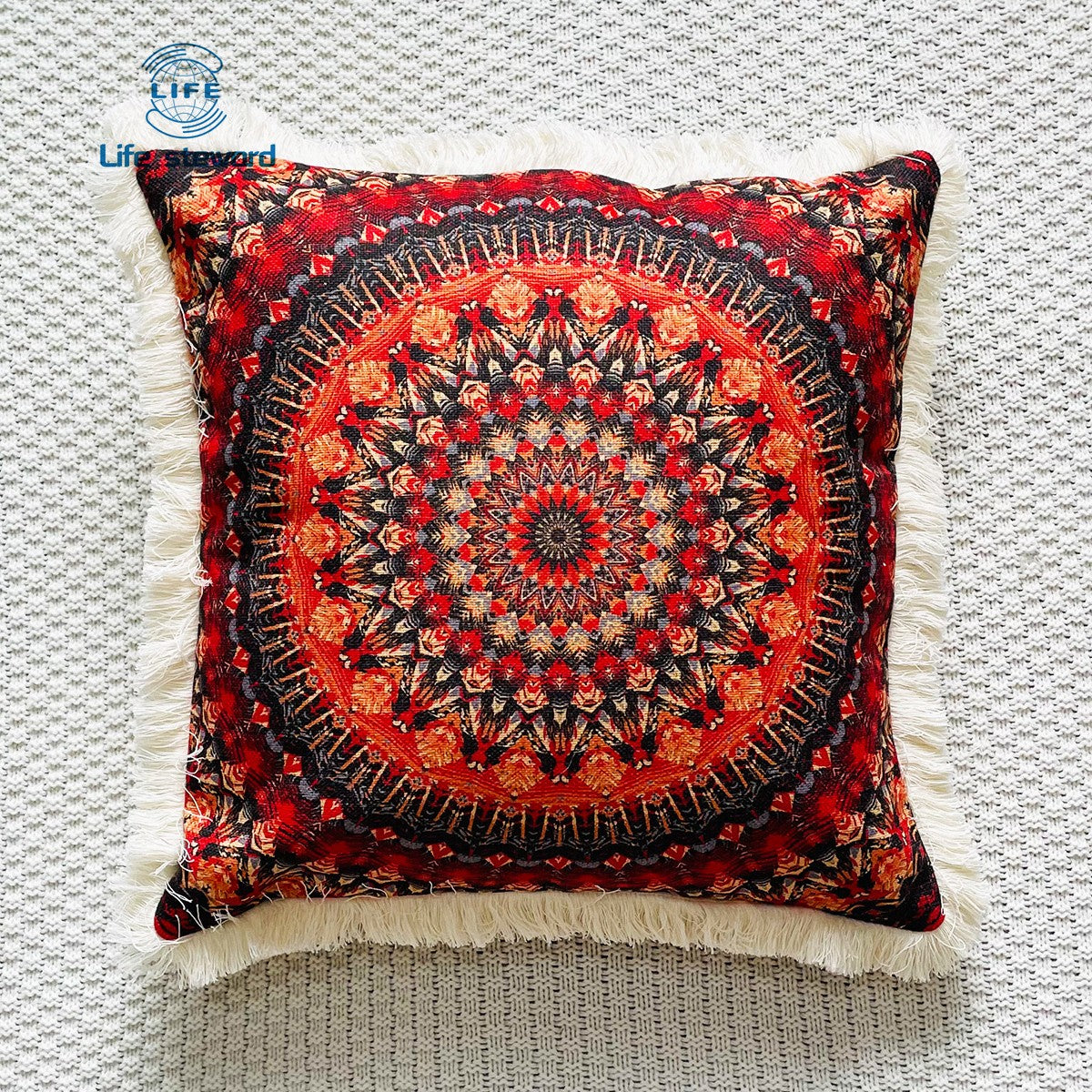 Tassel Edge Cotton Linen Pillowcase Home Decor Cushion Cover