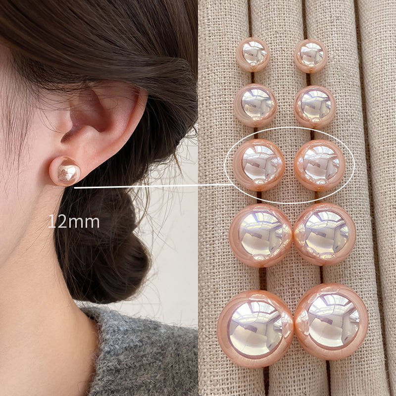 Accessible Luxury Fancy Female Pink Shijia Steamed Bread Pearl Stud Earrings Female 2025 New Arrival Best Selling Elegant Earrings Eardrops