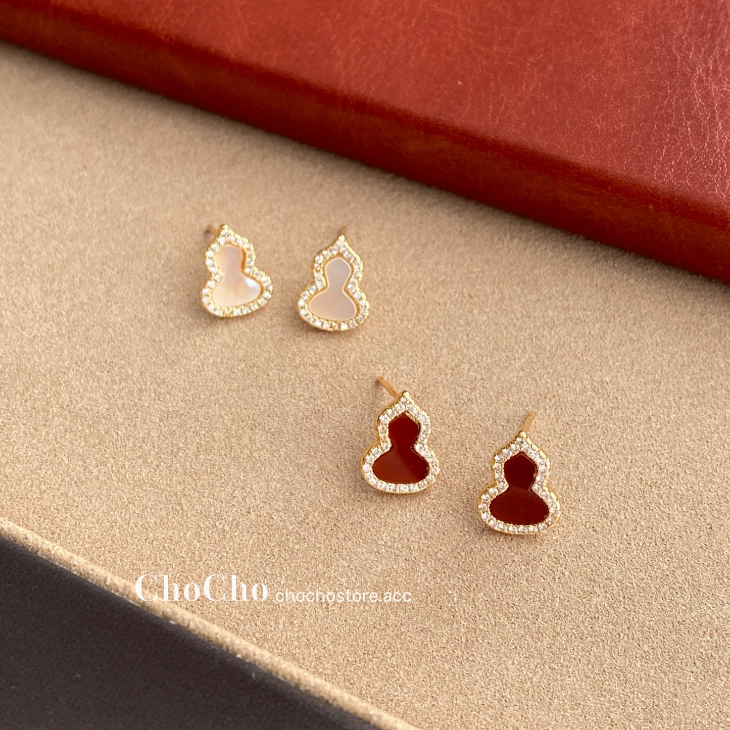 Chocho/New Year Ankela Red Gourd Earrings Female Wine Red New Year Niche Temperament Fancy Earrings Earrings
