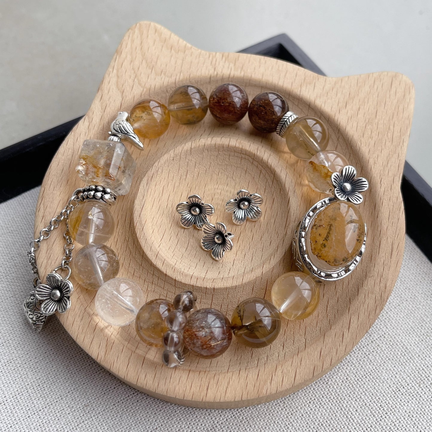 Natural Citrine Tajing Lucky Butterfly with Drip Bracelet Girlfriend Girlfriend Birthday Gift Jewelry