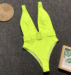 Sexy Pure Deep V Backless Swimwear Maillo