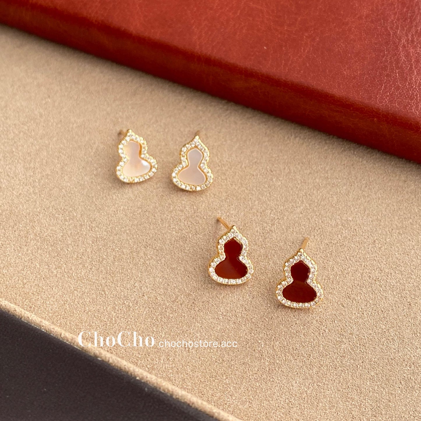 Chocho/New Year Ankela Red Gourd Earrings Female Wine Red New Year Niche Temperament Fancy Earrings Earrings