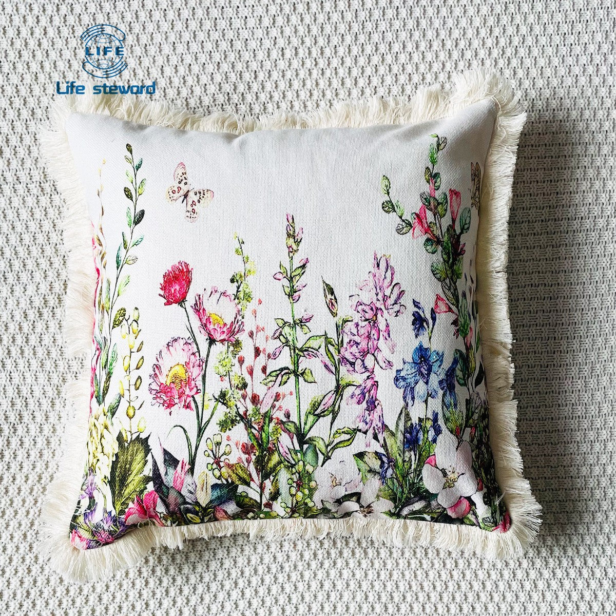 Tassel Edge Cotton Linen Pillowcase Home Decor Cushion Cover