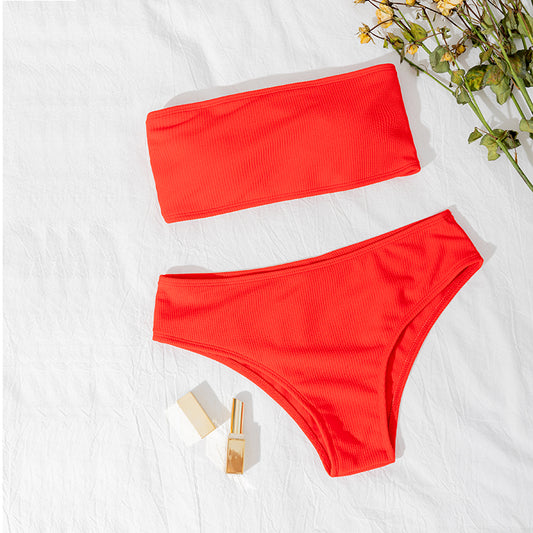 New Bikini High Waist Strapless Sexy Bikini Women Swimwear W