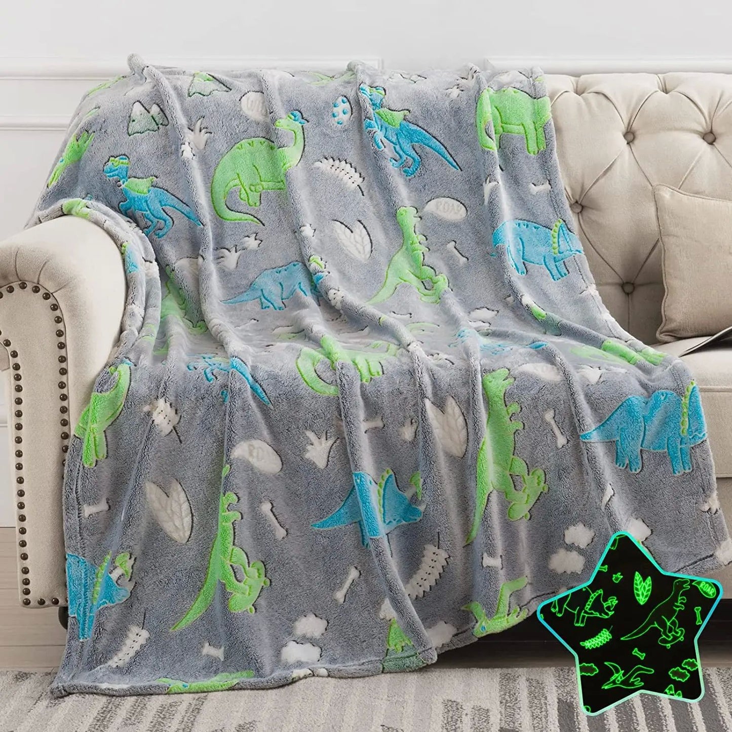 Luminous Unicorn Dinosaur Throw Blanket for Girls Boys Plush