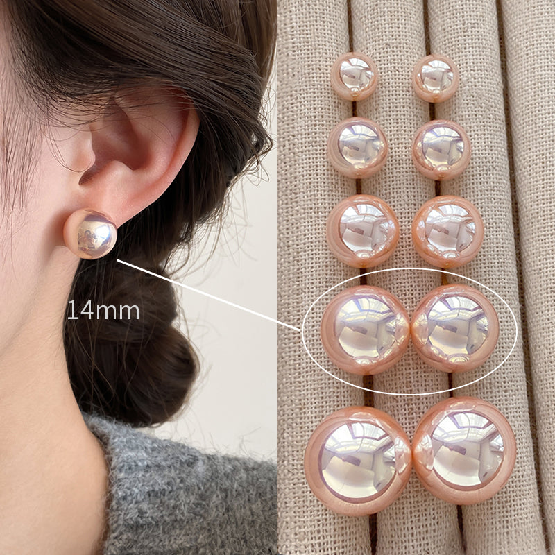 Accessible Luxury Fancy Female Pink Shijia Steamed Bread Pearl Stud Earrings Female 2025 New Arrival Best Selling Elegant Earrings Eardrops