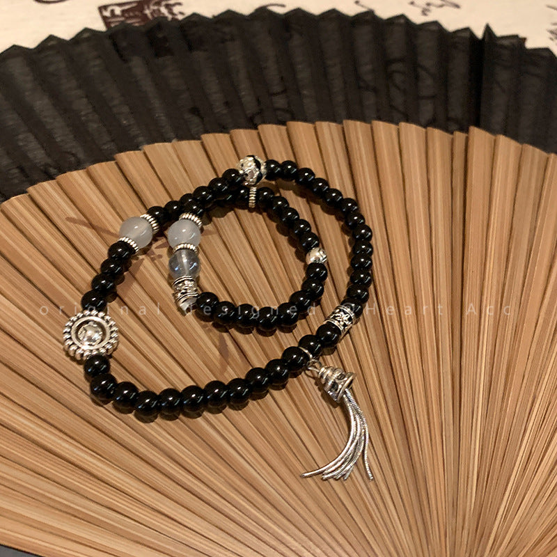 Easiest for Match Fancy Pearl Bracelet Women's New Chinese Style Chinese Ancient Style Obsidian Beaded Bracelet Crystal Bracelet Bracelet