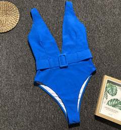 Sexy Pure Deep V Backless Swimwear Maillo