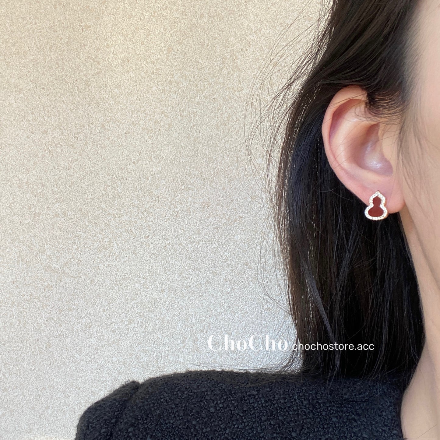 Chocho/New Year Ankela Red Gourd Earrings Female Wine Red New Year Niche Temperament Fancy Earrings Earrings