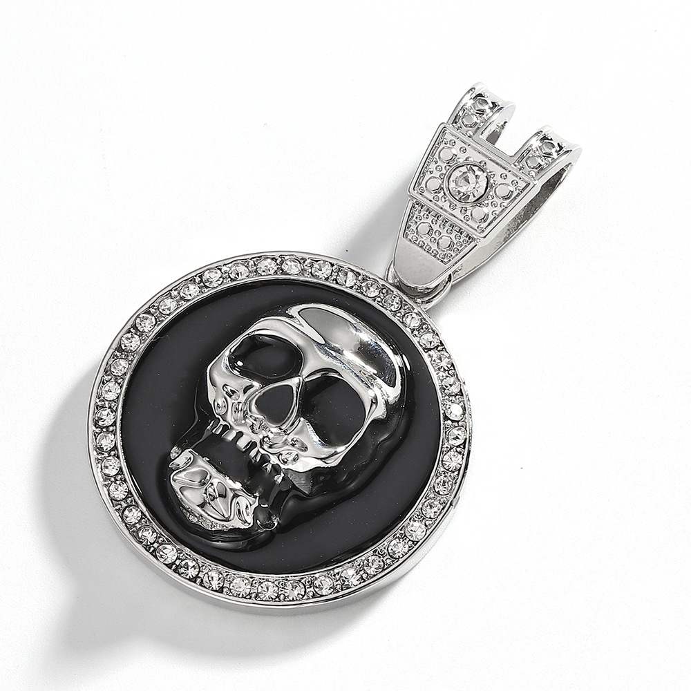Temu Hot Sale Dripping Oil Alloy Skull Pendant Domineering Cool and Unique Trendy Hip Hop Necklace Men Ornament