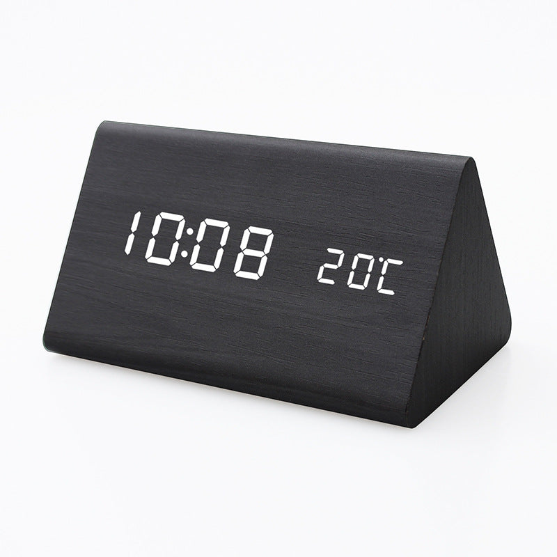 Automatic Timing Wooden Bedside Electronic Clock Led Alarm Clock Desktop L Electronic Student Dormitory Fashion Clock Bedroom Decoration
