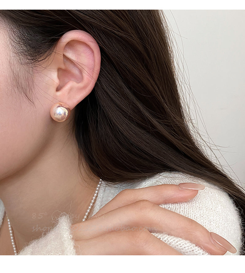 Accessible Luxury Fancy Female Pink Shijia Steamed Bread Pearl Stud Earrings Female 2025 New Arrival Best Selling Elegant Earrings Eardrops
