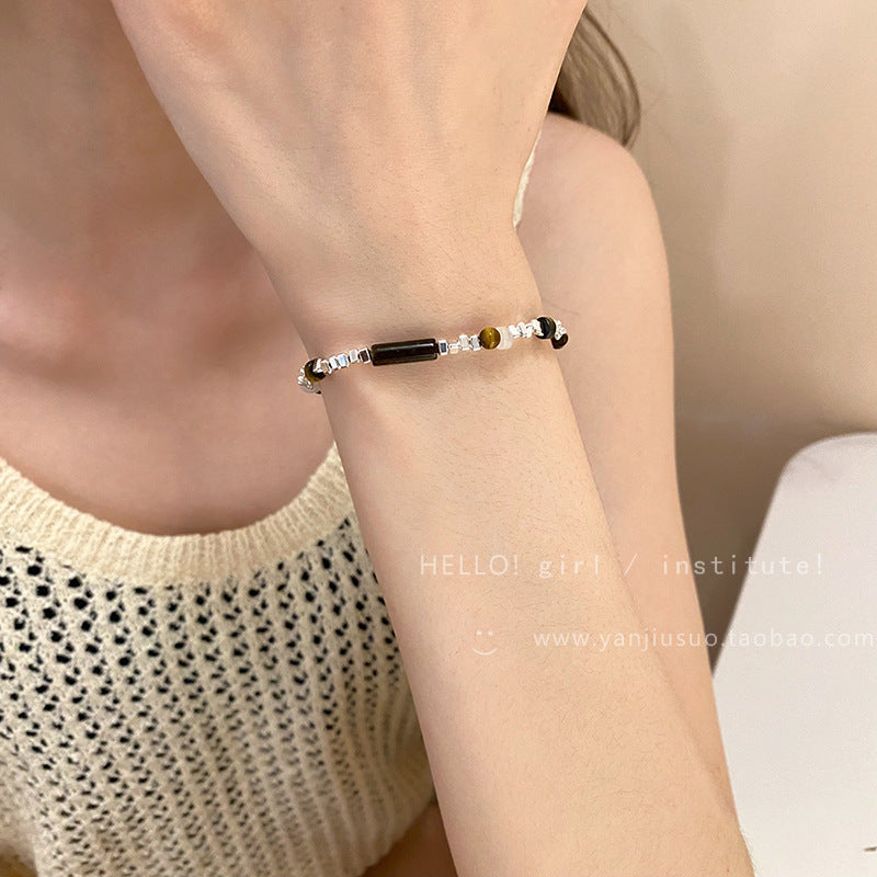 Easiest for Match Fancy Pearl Bracelet Women's New Chinese Style Chinese Ancient Style Obsidian Beaded Bracelet Crystal Bracelet Bracelet