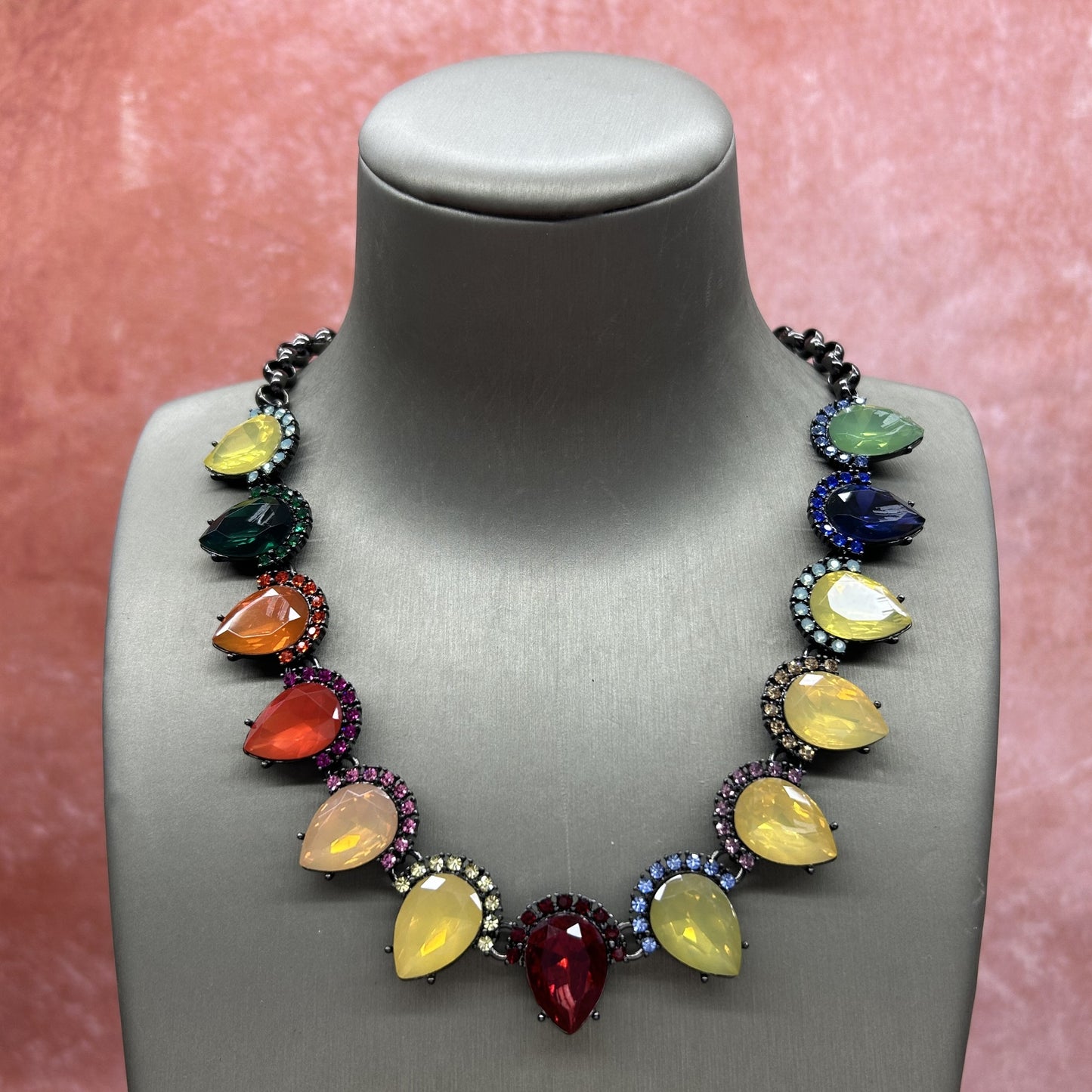 [2-11] European and American Foreign Trade Brand Tail Goods Banquet Accessories High-End Czech Gem Short Multi-Layer Necklace Luxury
