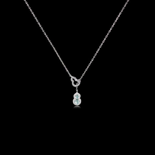 silver Blue Water Jade Gourd Necklace