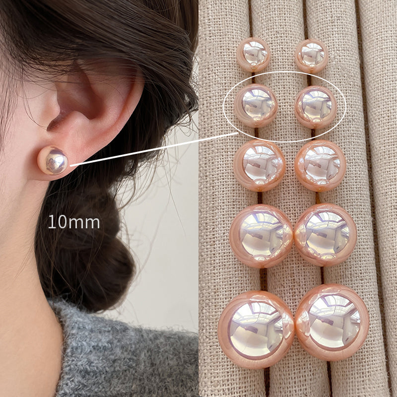 Accessible Luxury Fancy Female Pink Shijia Steamed Bread Pearl Stud Earrings Female 2025 New Arrival Best Selling Elegant Earrings Eardrops