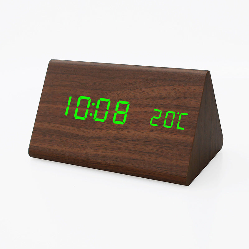 Automatic Timing Wooden Bedside Electronic Clock Led Alarm Clock Desktop L Electronic Student Dormitory Fashion Clock Bedroom Decoration