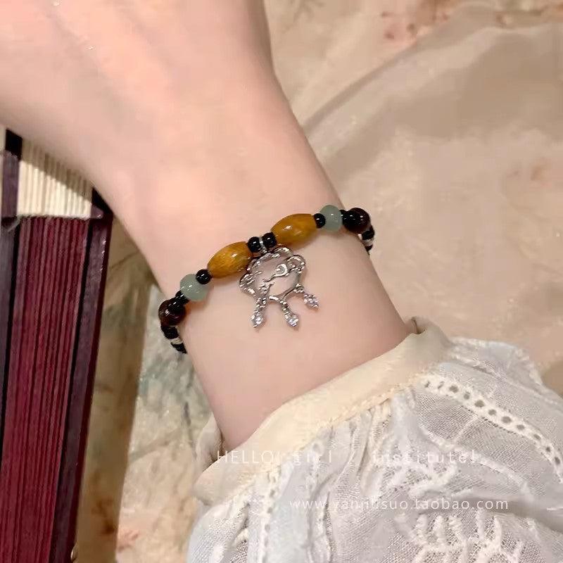 Easiest for Match Fancy Pearl Bracelet Women's New Chinese Style Chinese Ancient Style Obsidian Beaded Bracelet Crystal Bracelet Bracelet