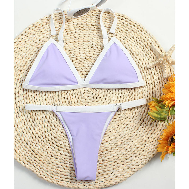 Bikini  New Summer Solid Bikini Set Low Waist Swimwear W