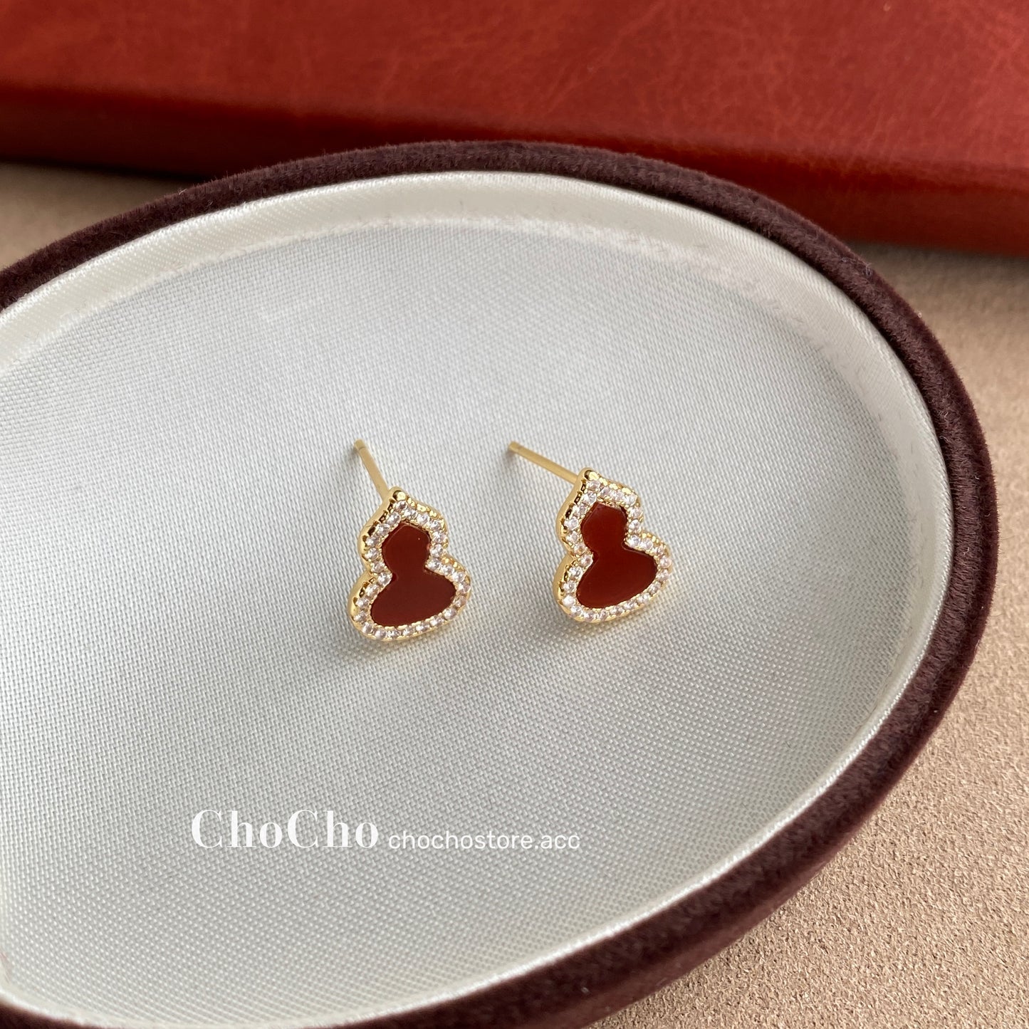 Chocho/New Year Ankela Red Gourd Earrings Female Wine Red New Year Niche Temperament Fancy Earrings Earrings