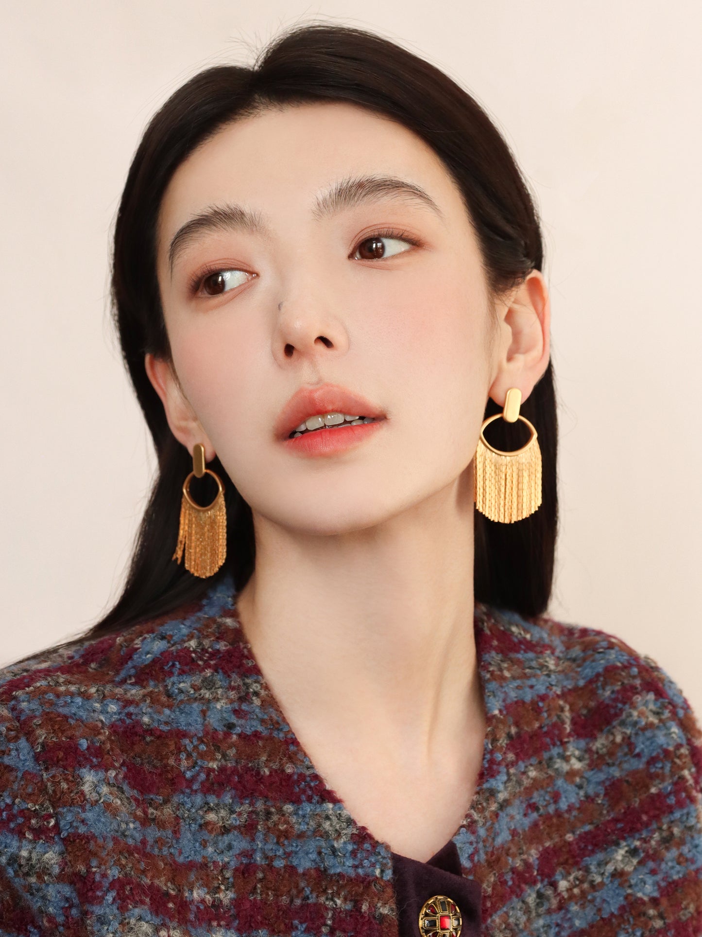 Meuri "Queen of Sands" Modified Face Unique Vintage Tassel Earrings Female Fashion Exaggerated Summer 925 Silver Needle