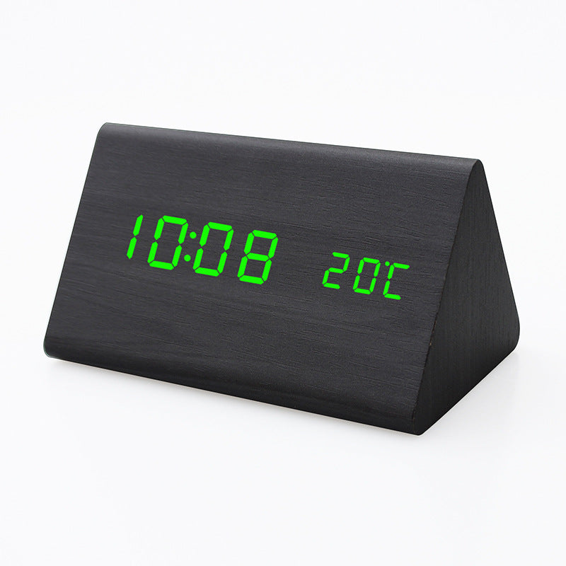 Automatic Timing Wooden Bedside Electronic Clock Led Alarm Clock Desktop L Electronic Student Dormitory Fashion Clock Bedroom Decoration