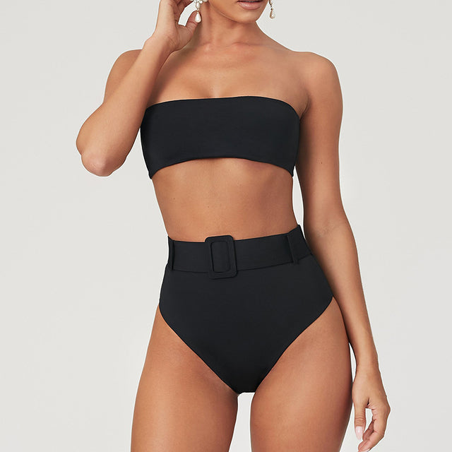 High Waist Bikini Sexy Black Swimwear Women Swimsuit Hi