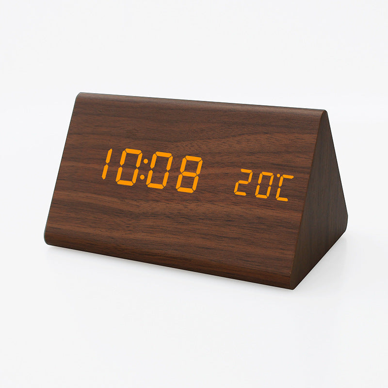 Automatic Timing Wooden Bedside Electronic Clock Led Alarm Clock Desktop L Electronic Student Dormitory Fashion Clock Bedroom Decoration