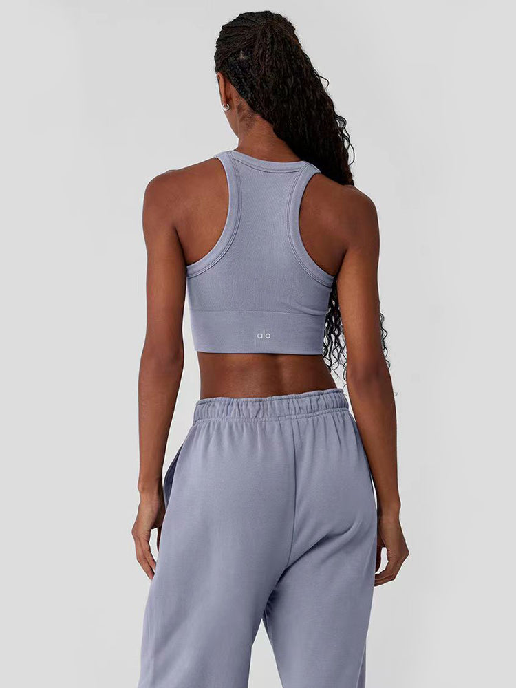 Alo Yoga Seamless Nude Feel Turtleneck Yoga Vest with Chest Pad Bubble Wrap Push-up High Intensity Exercise Intimates Outwear