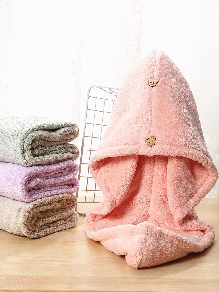 Student Bath Towel Double Layer Thickened Quick Hair Dry Cap