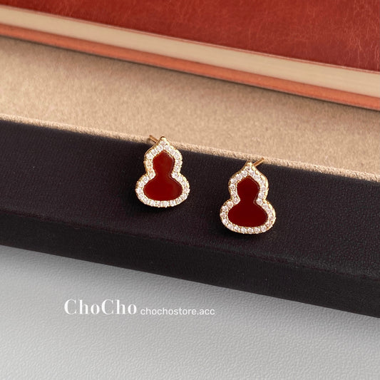 Chocho/New Year Ankela Red Gourd Earrings Female Wine Red New Year Niche Temperament Fancy Earrings Earrings