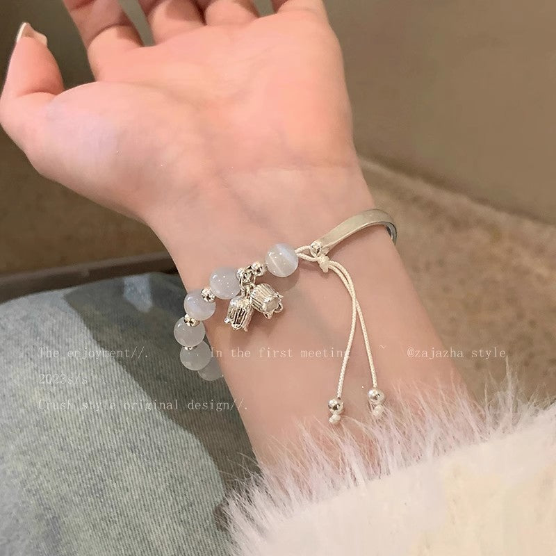 Easiest for Match Fancy Pearl Bracelet Women's New Chinese Style Chinese Ancient Style Obsidian Beaded Bracelet Crystal Bracelet Bracelet