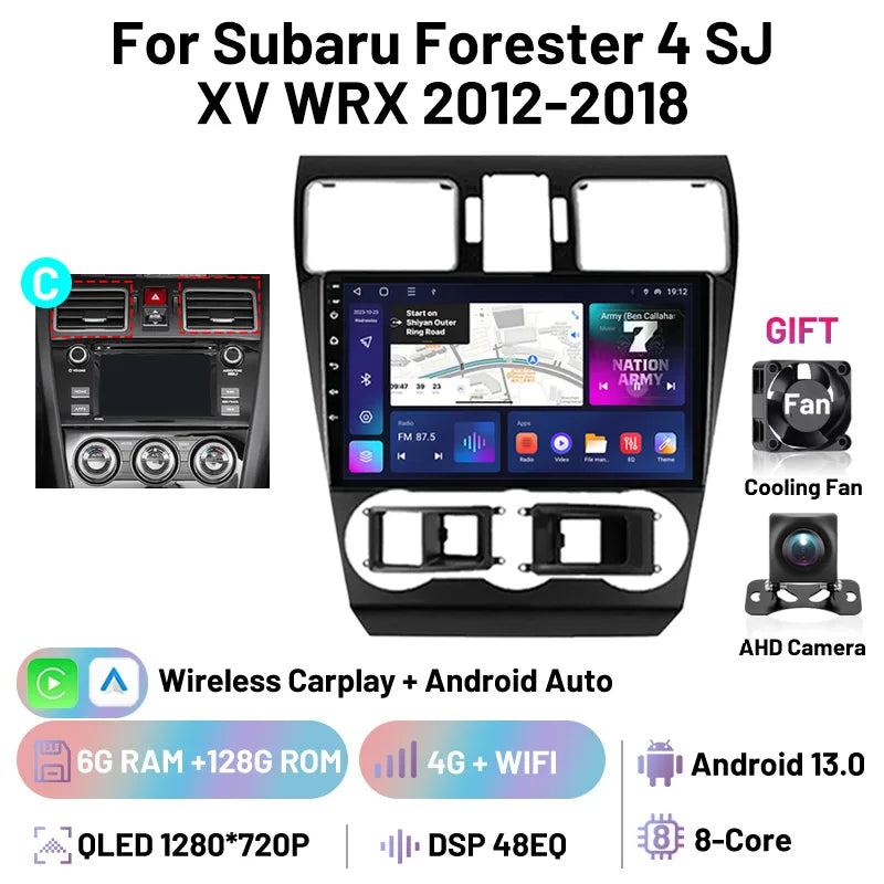 Car Stereo Carplay Android Auto Wireless 8 Core For Subaru Forester 4 SJ XV WRX 2012-2018 Audio DSP FM AM Multimedia Player Auto