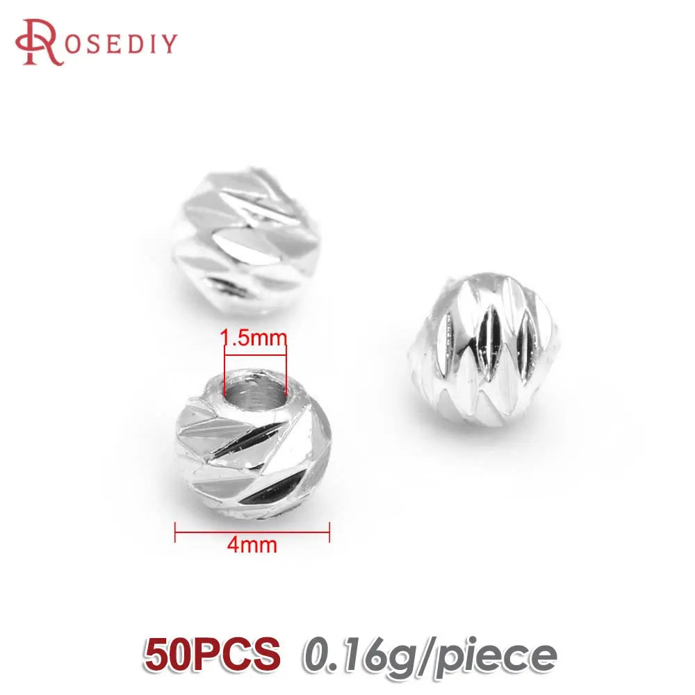 2.5MM 3MM 4MM 5MM 6MM 8MM Brass Faceted Round Ball Necklaces Bracelets Spacer Beads Jewelry Making Supplies Findings Accessories