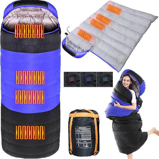 -5℃ USB Heated Sleeping Bag Winter Wearable Adult Electric Thermal Warm 4 Season Outdoor Camping Hiking Traveling(NO Power bank