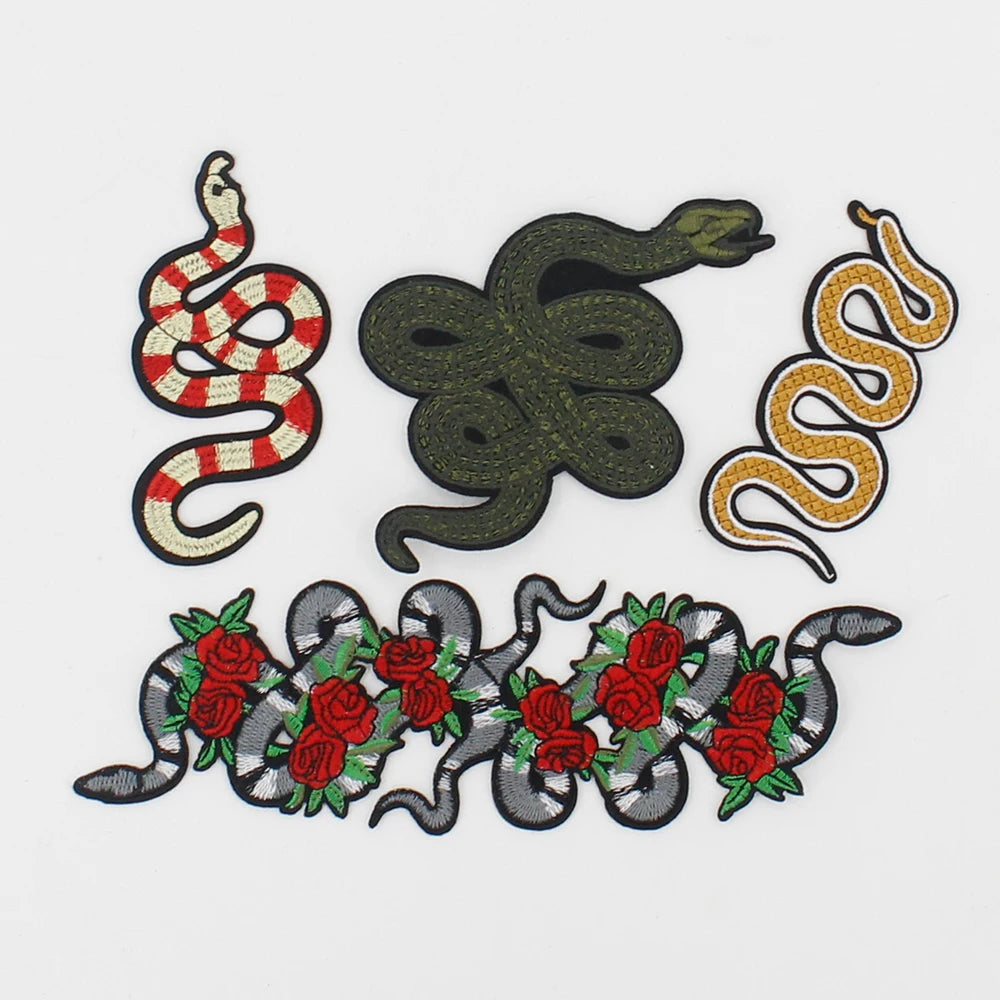 2pieces  Snake Patches for Clothing Sew on Jacket Embroidery Applique