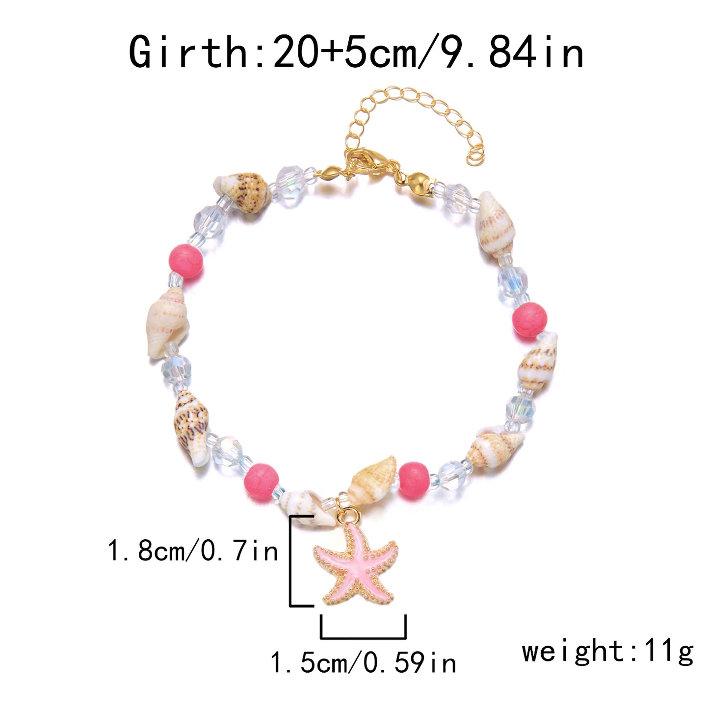 Boho Starfish Conch Bracelet Anklets for Women Girls Cute Shell Rice Beads Leg Ankle Chain Summer Foot Beach Jewelry Gifts