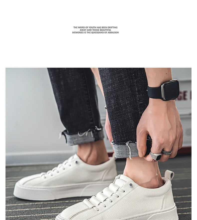 2025 New Mens Casual Shoes Quality PU Leather Shoes For Men Lace-up Breathable Fashion Lofer Autumn Flats Male White Shoes