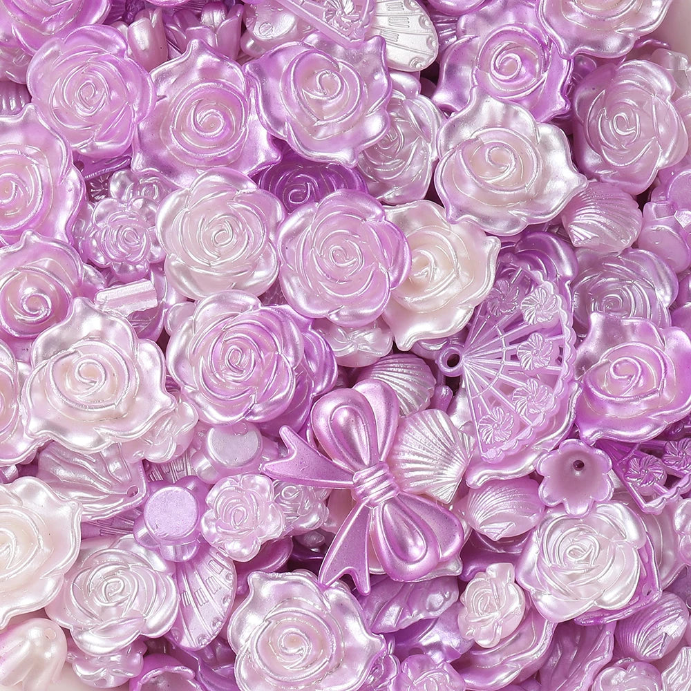 30g Colorful Pearlescent Mixed Butterfly Fan Acrylic Bead Spacer Loose Bead for DIY Necklace Bracelet Jewelry Making Accessories
