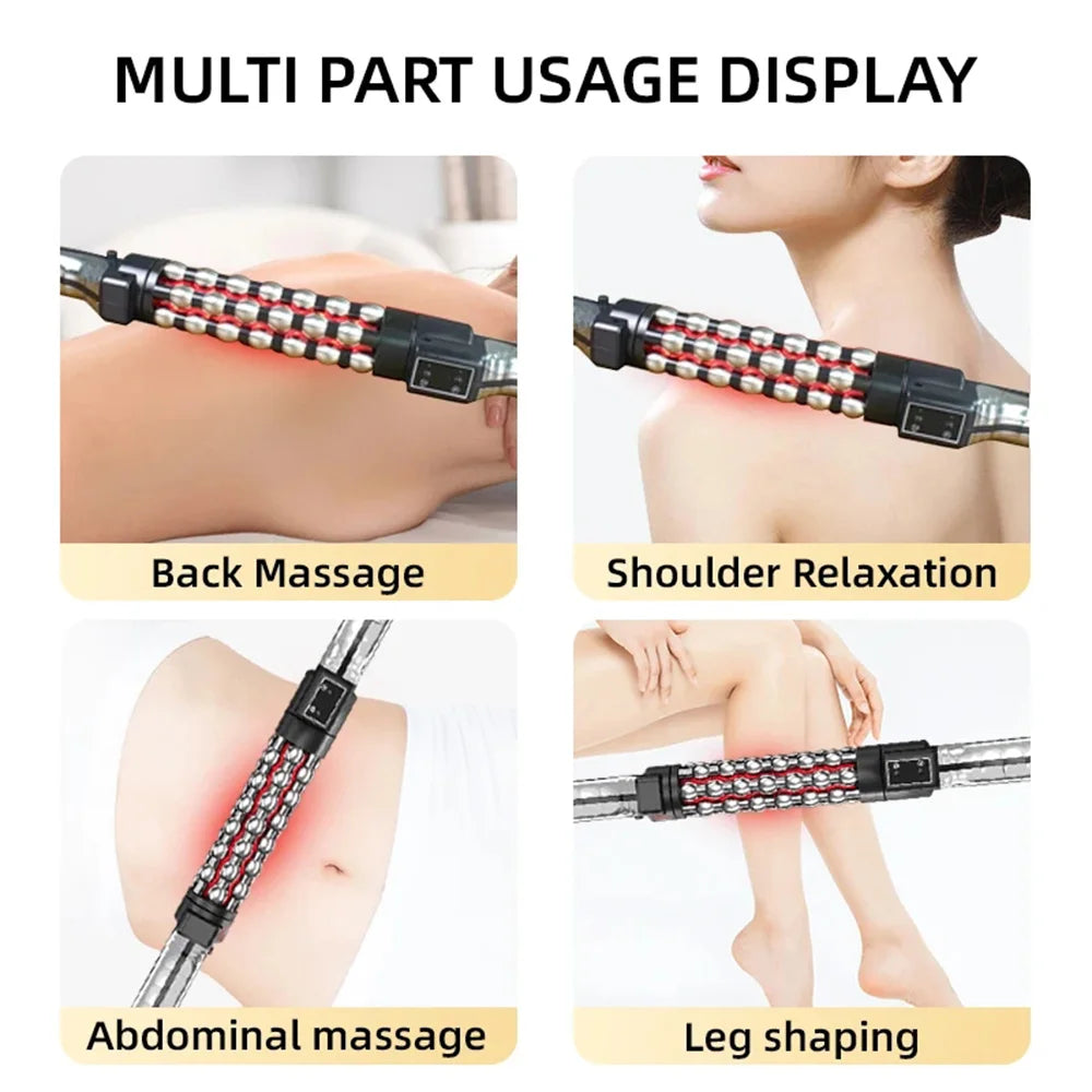 Relaxed Red Light Heated Massage Device 360 Rotating Inner Ball Muscle Relaxation Massage Roller For Whole Body Anti Cellulite